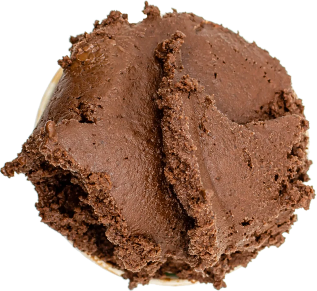 Nærbillede af hjemmelavet chokoladeis fra Is Kompagniet i Shoppen Aalborg.